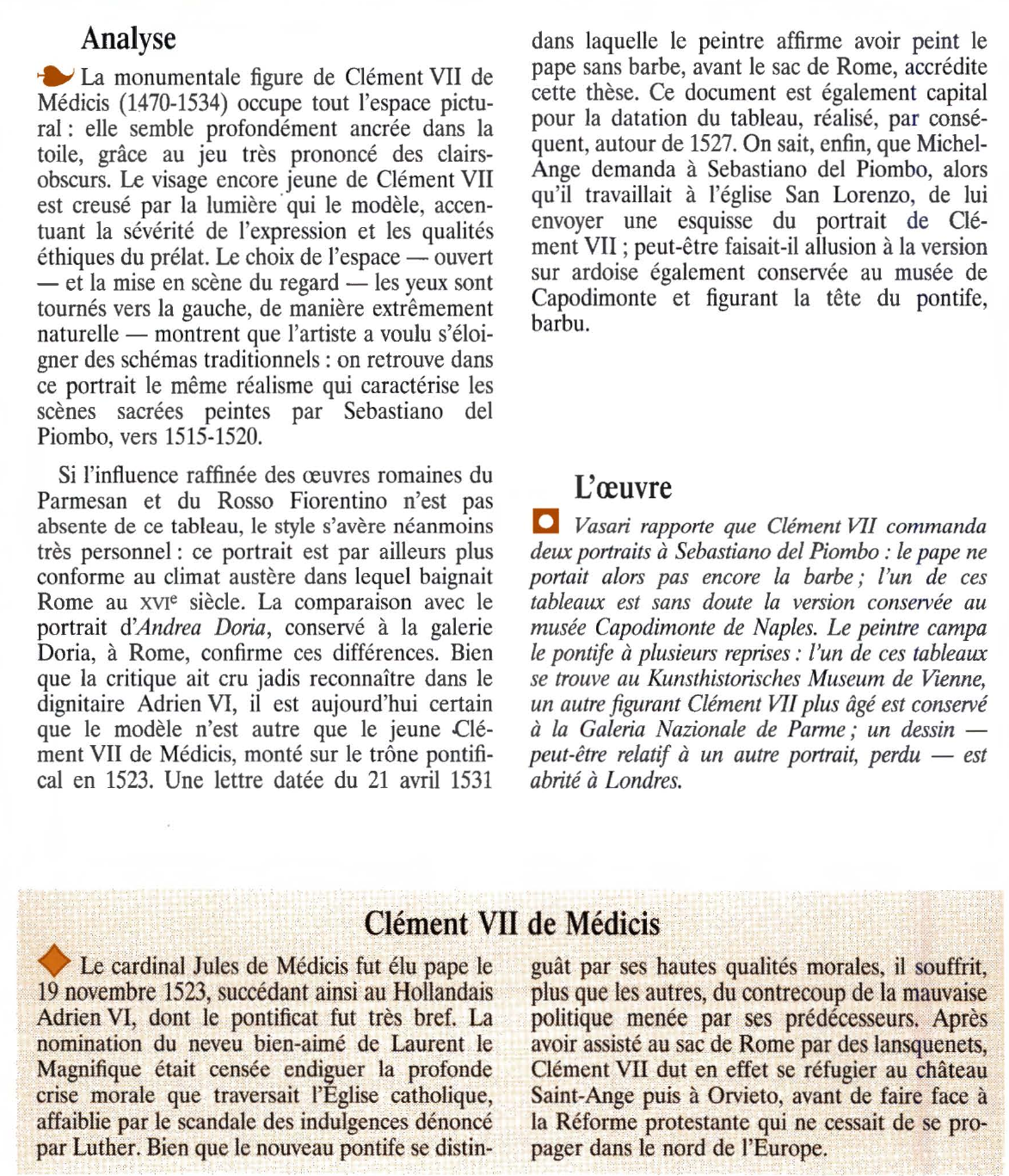 Prévisualisation du document PORTRAIT DE CLÉMENT VII de Sebastiano del Piombo