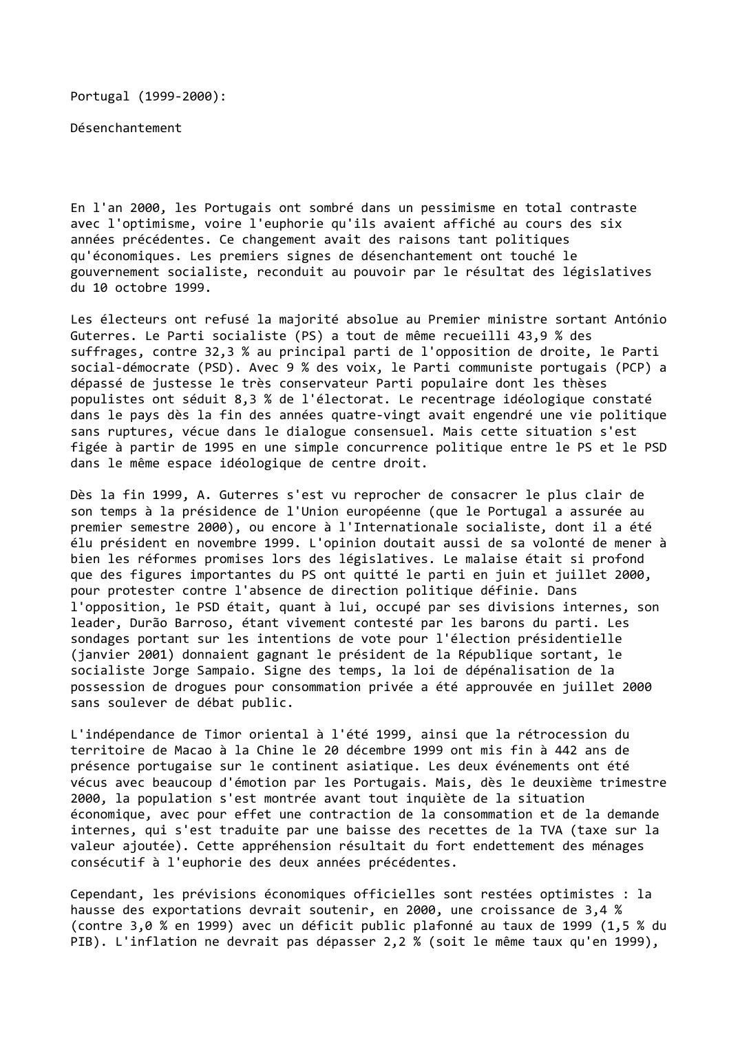 Prévisualisation du document Portugal (1999-2000):

Désenchantement