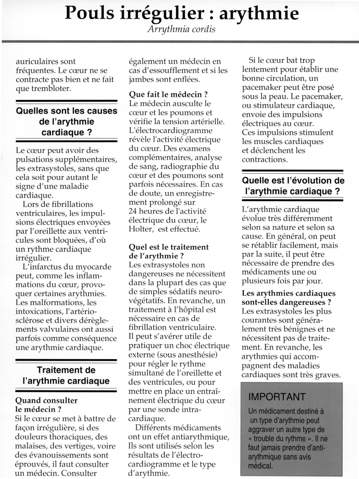 Prévisualisation du document Pouls irrégulier : arythmie.