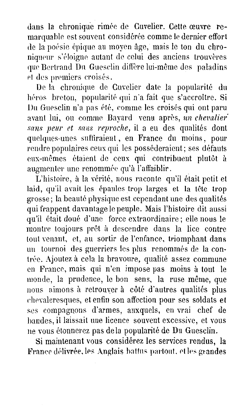 Prévisualisation du document Pour quelles causes le nom de Du Guesclin est-il resté populaire ?