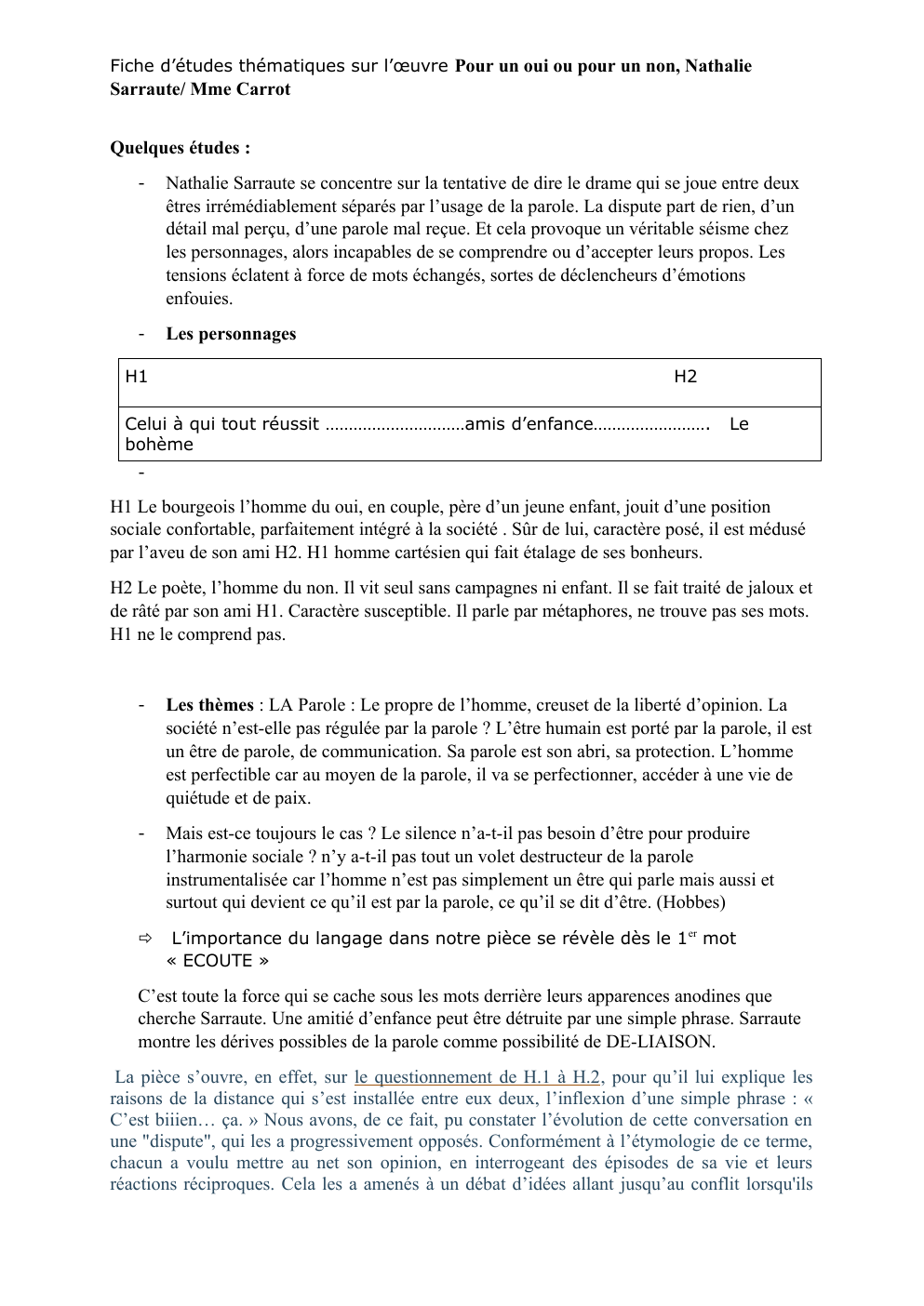 Prévisualisation du document Pour un oui ou pour un non Nathalie Sarraute