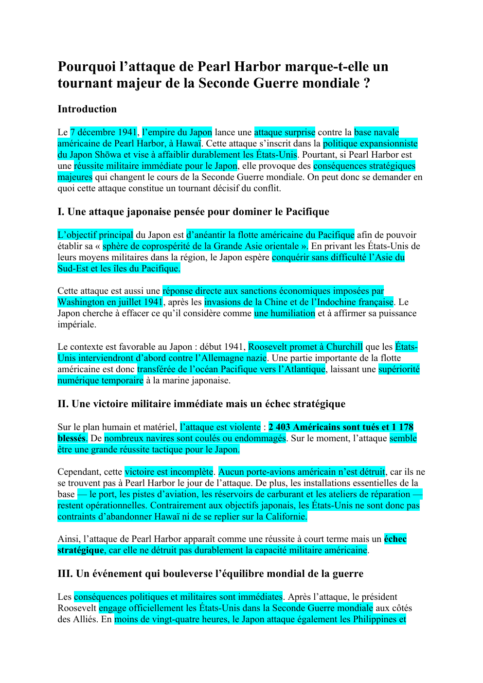 Prévisualisation du document Pourquoi l’attaque de Pearl Harbor marque-t-elle un tournant majeur de la Seconde Guerre mondiale ?