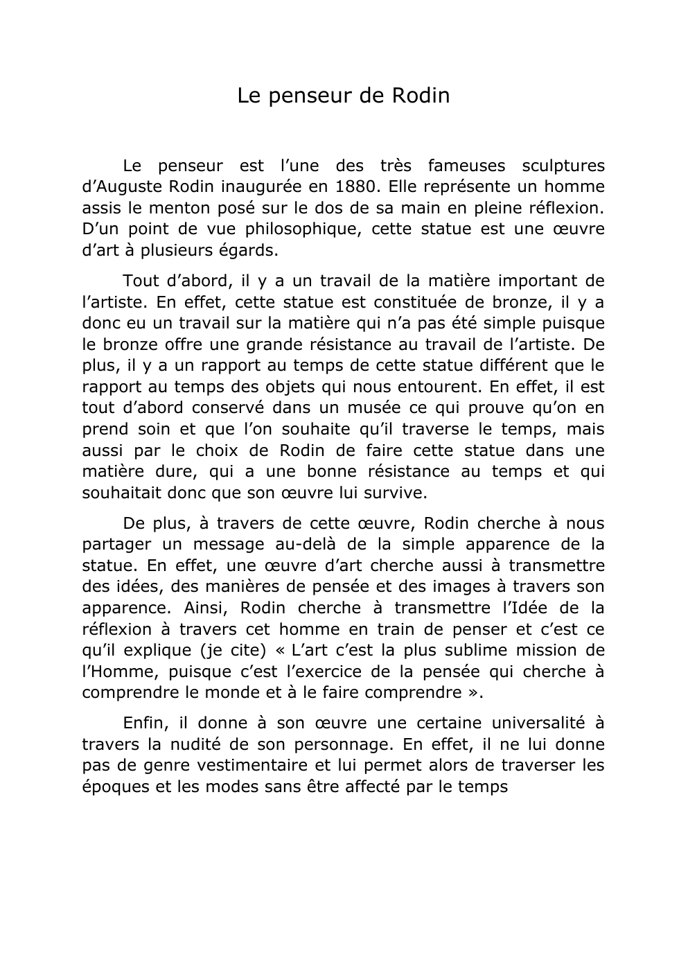 Prévisualisation du document Pourquoi le penseur de Rodin est une œuvre d'art ?