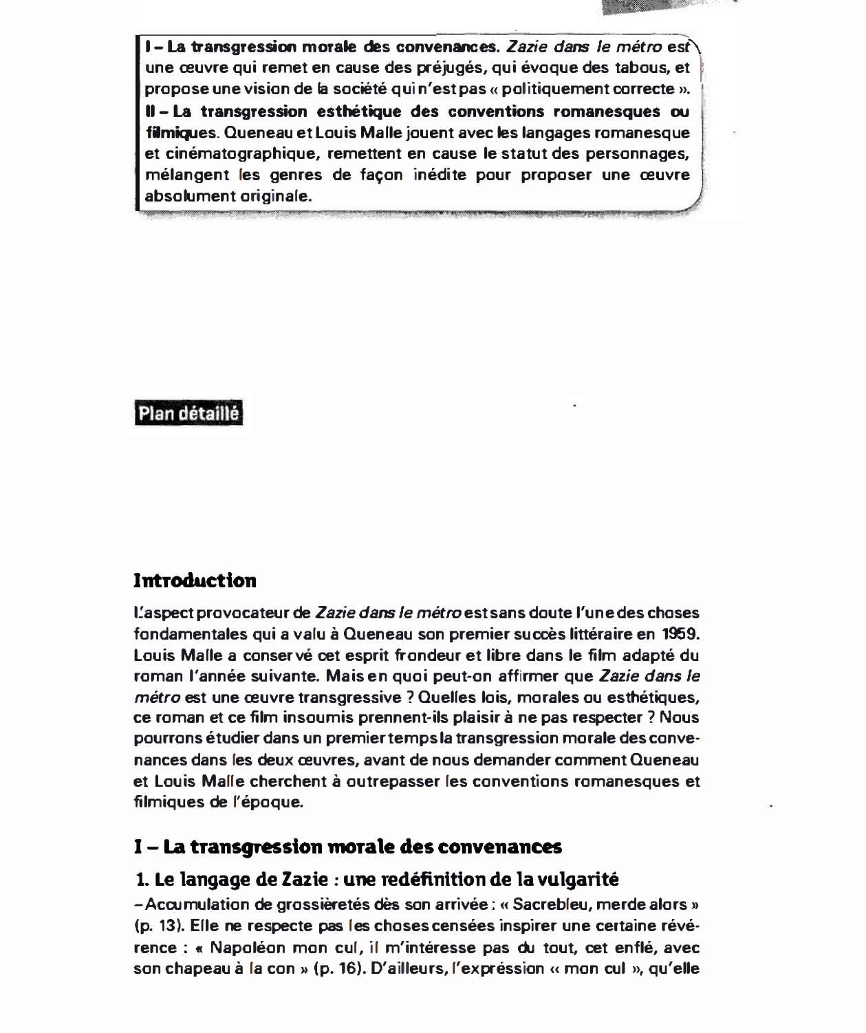 Prévisualisation du document Pourquoi peut-on dire que Zazie dans le métro est une œuvre transgressive ?