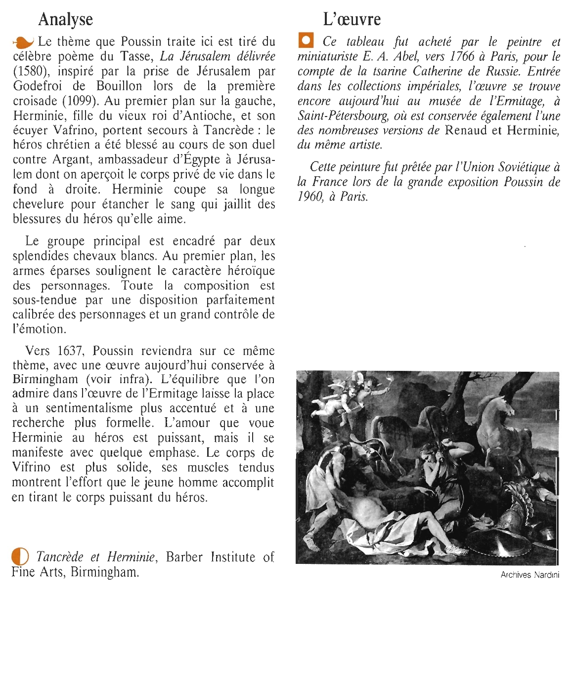 Prévisualisation du document POUSSIN Nicolas : TANCRÈDE ET HERMINIE