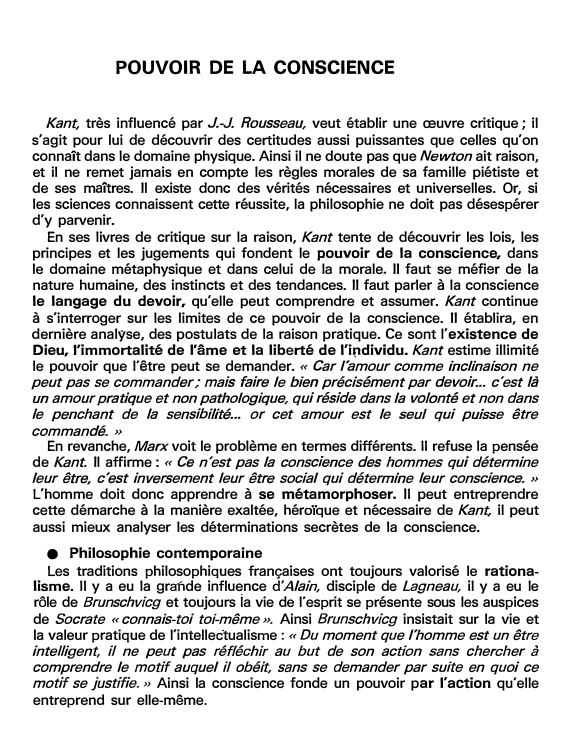Prévisualisation du document POUVOIR DE LA CONSCIENCE (fiche bac)