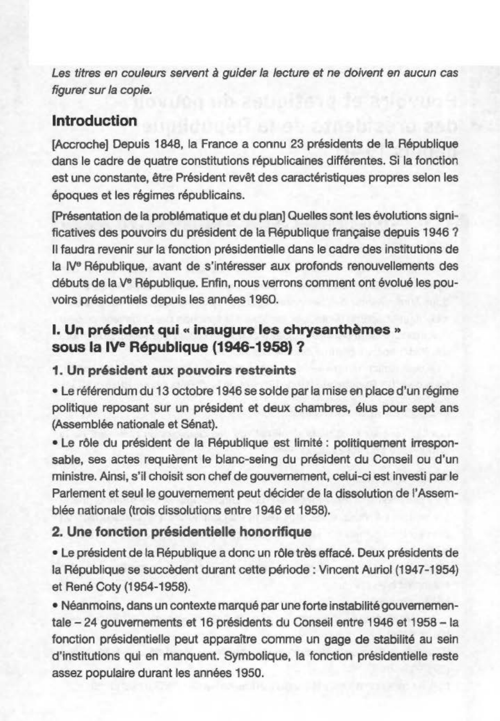 Prévisualisation du document Pouvoirs et pratiques du pouvoir des présidents de la République depuis 1946 (histoire)