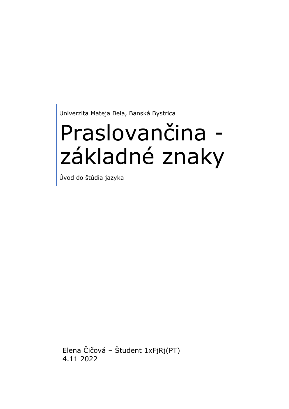 Prévisualisation du document Praslovančina - základné znaky