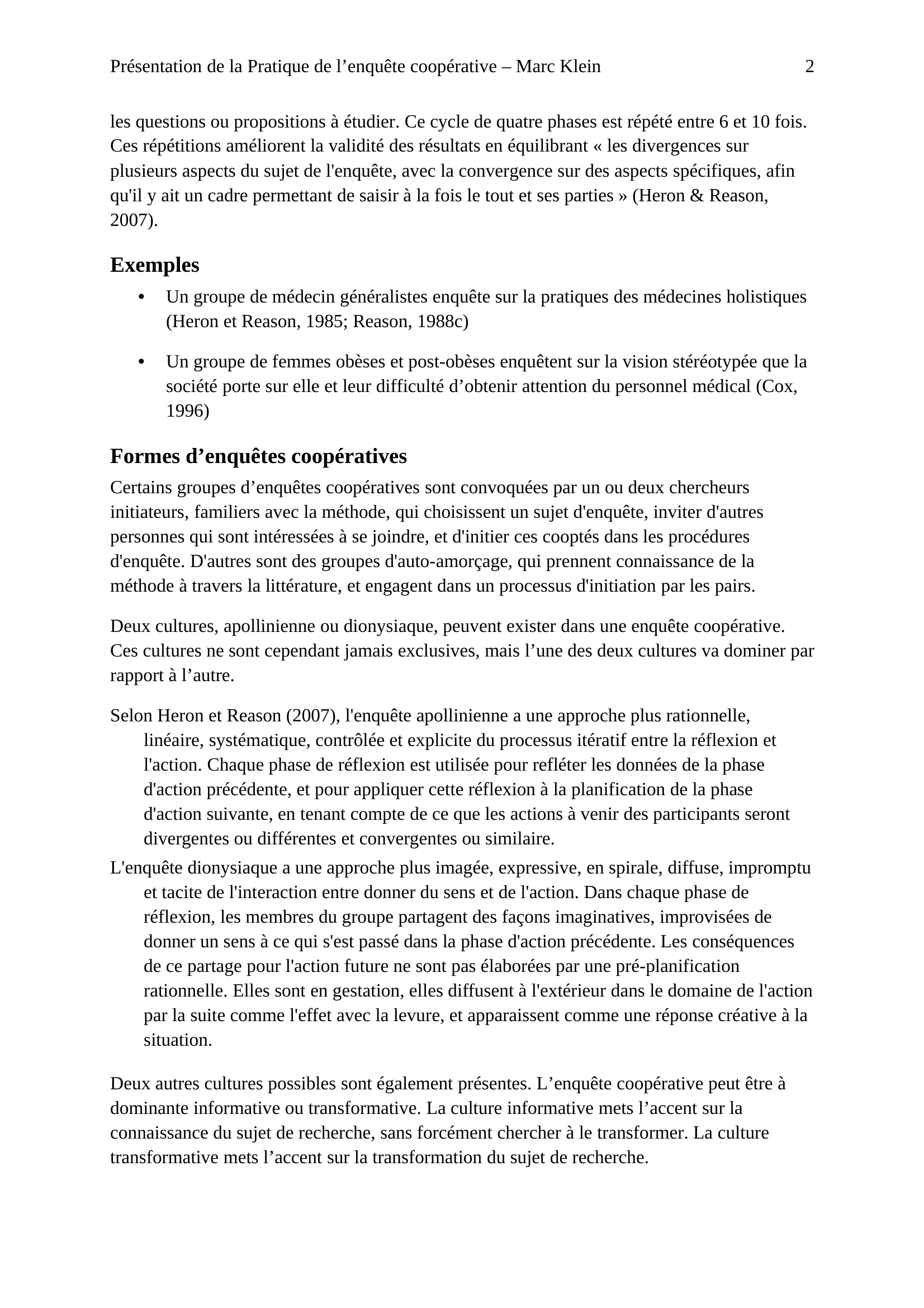 Prévisualisation du document Pratique de l’enquête coopérative : La recherche « avec » plutôt que « sur » les personnes in Handbook of Action Research (Peter Reason et Hillary Bradbury-Huan)