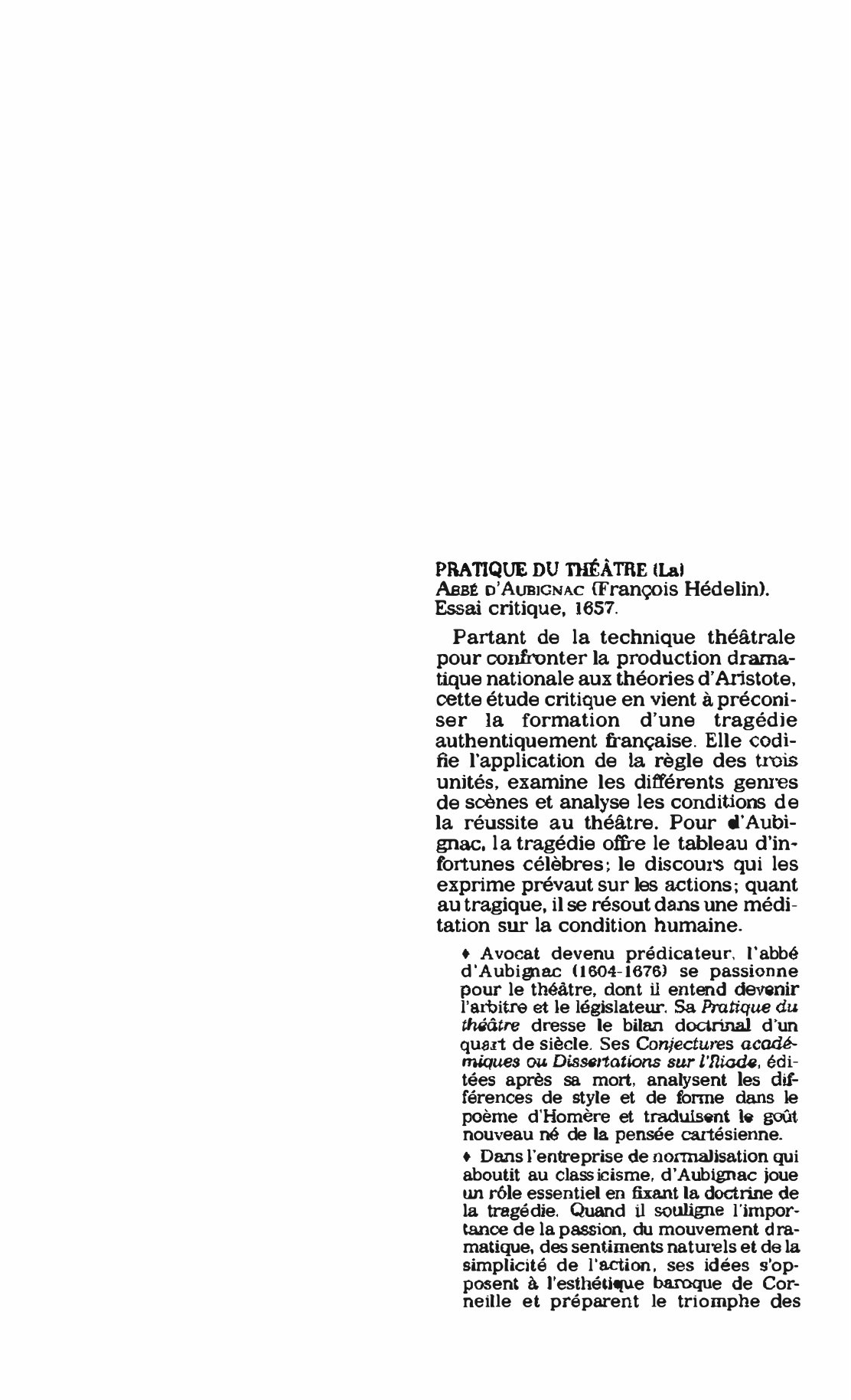 Prévisualisation du document Pratique du théâtre (la), de l'abbé d'Aubignac