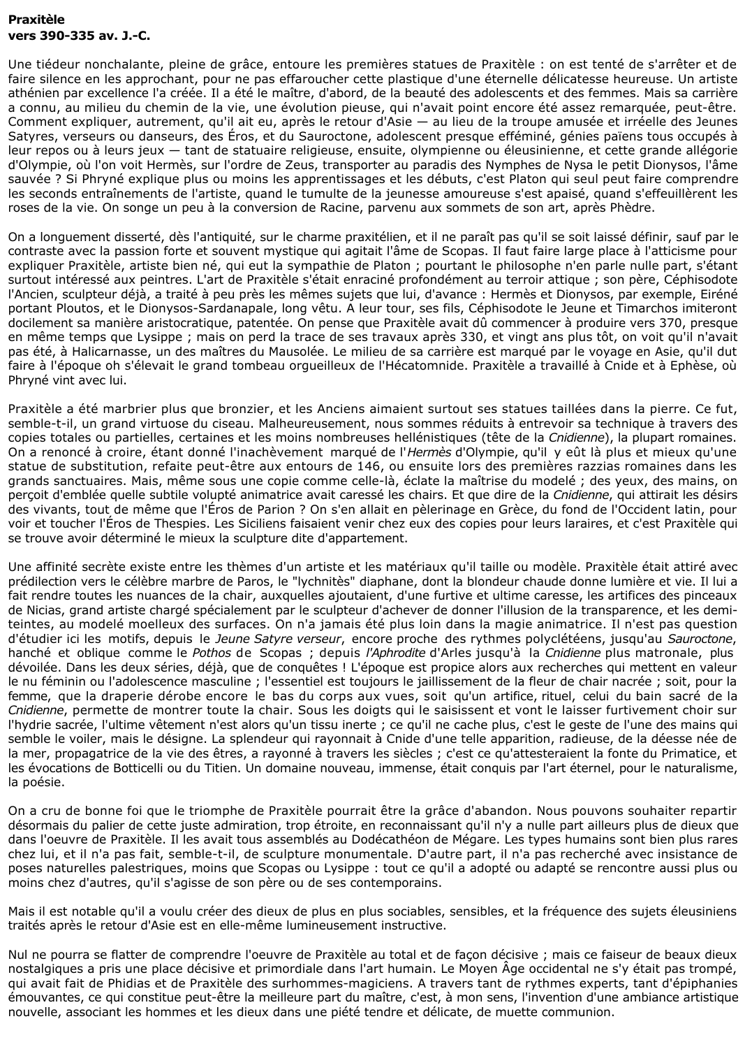 Prévisualisation du document Praxitèle