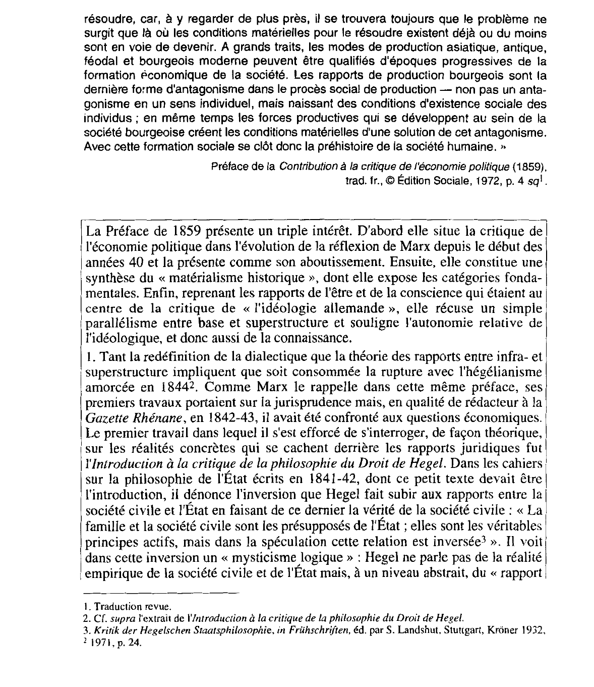 Prévisualisation du document Préface de la Contribution à la critique de l'économie politique de Marx