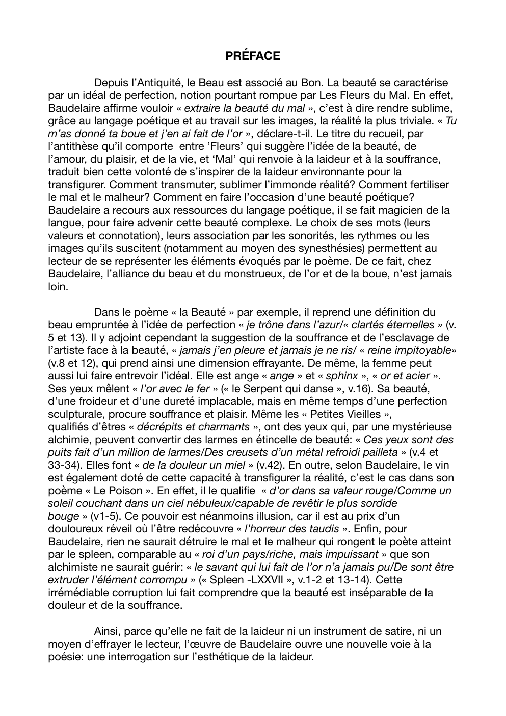 Prévisualisation du document Préface Fleurs du mal