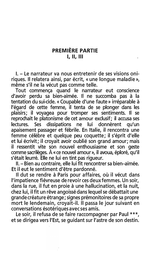 Prévisualisation du document PREMIÈRE PARTIE I, Il, Ill d'Aurélia de Nerval