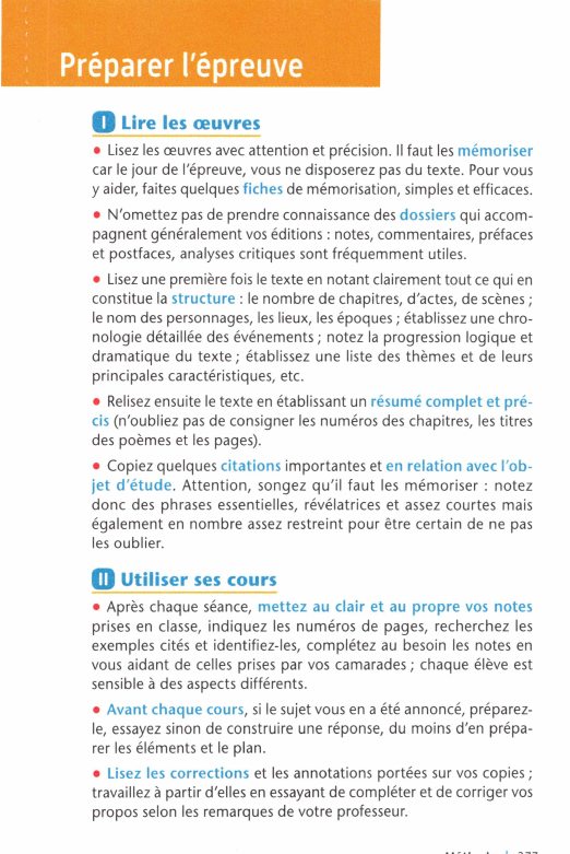 Prévisualisation du document '

'.

Préparer l'épreuve
0

Lire les œuvres

• Lisez les œuvres avec attention et précision. Il faut les mémoriser...