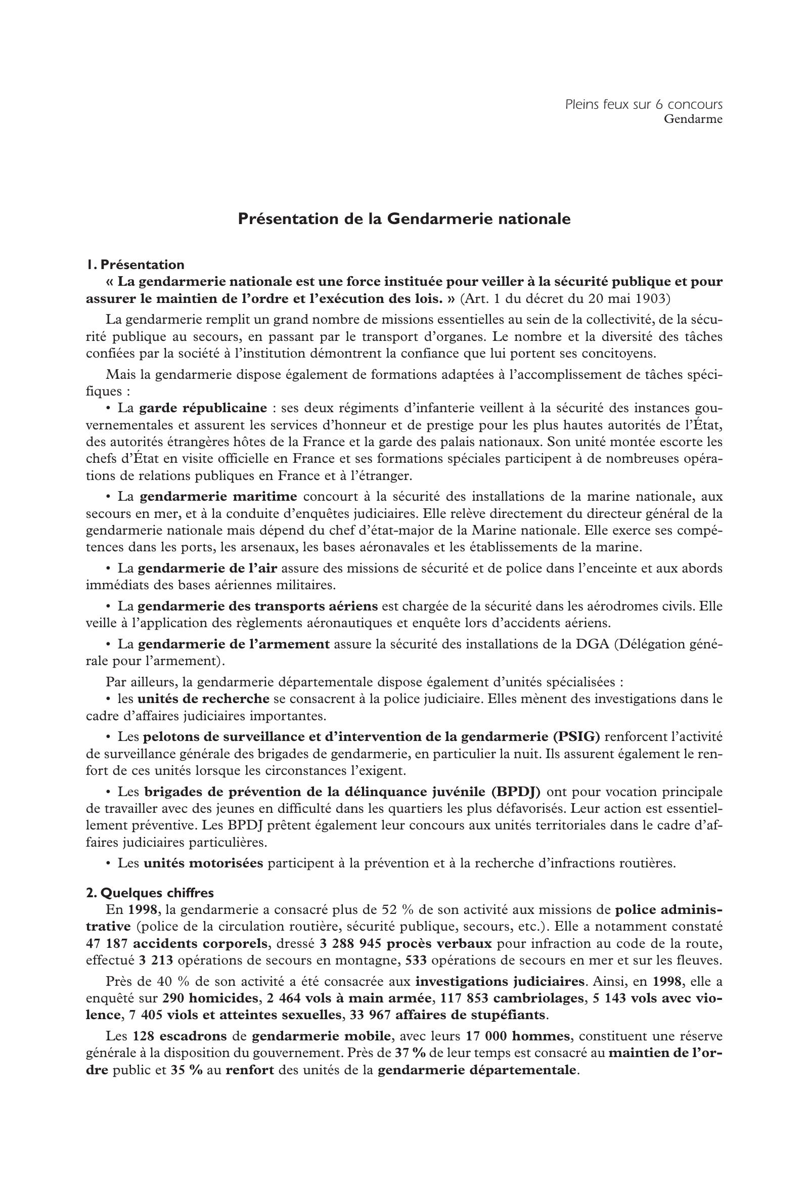 Prévisualisation du document Présentation de la Gendarmerie nationale