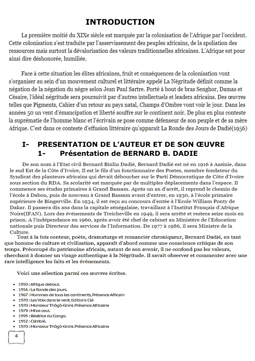 Prévisualisation du document PRESENTATION DE L’AUTEUR ET DE SON ŒUVRE: BERNARD B. DADIE