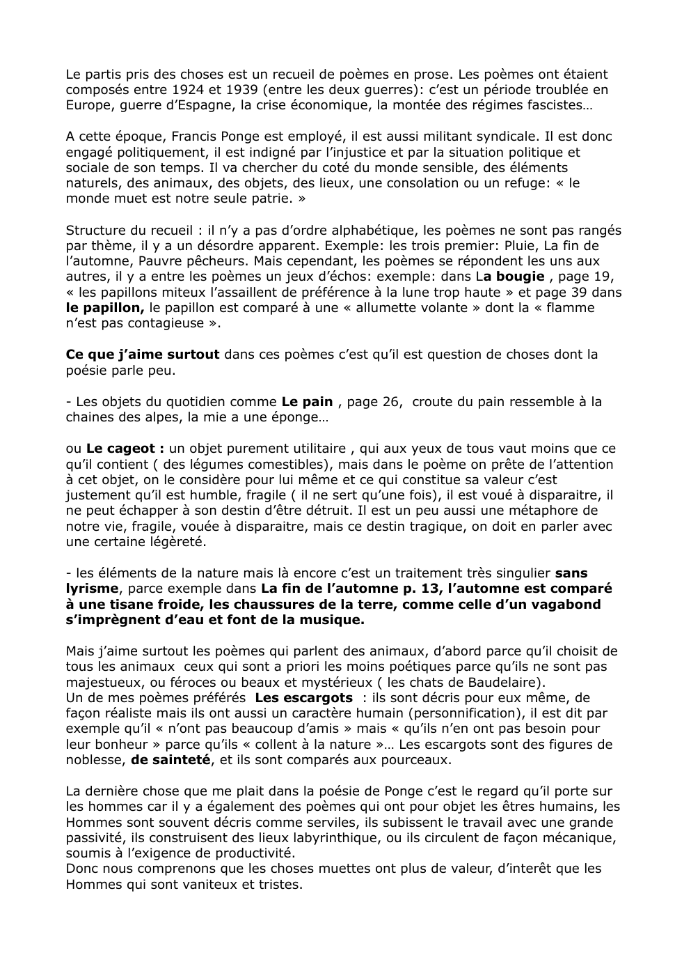 Prévisualisation du document présentation de l'oeuvre de Francis Ponge Le parti pris des choses pour l'oral de français