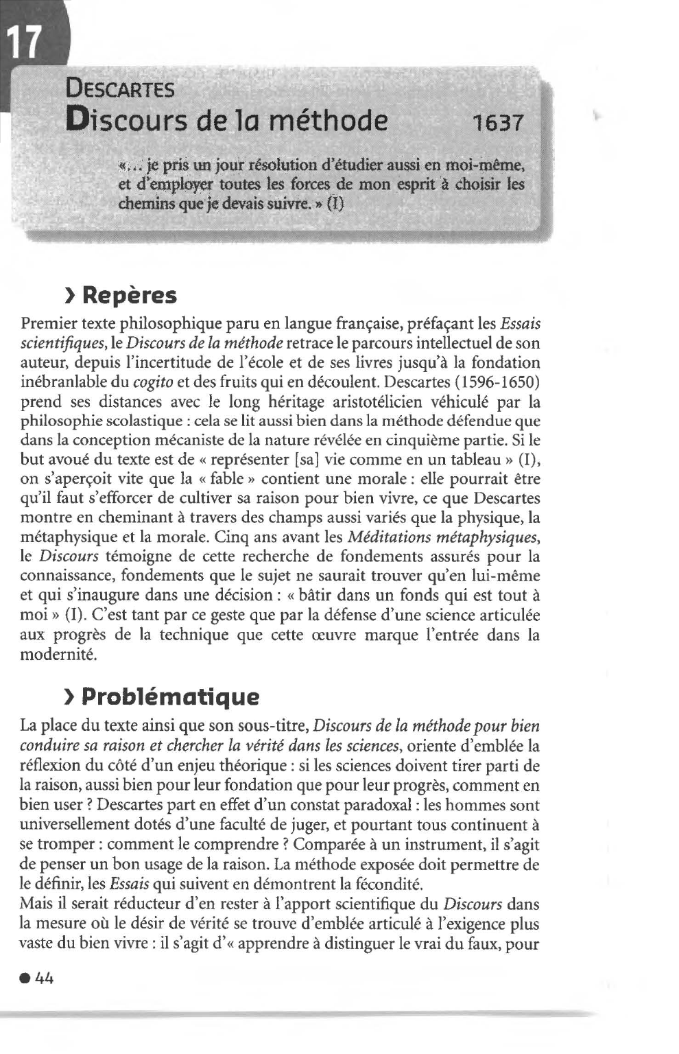 Prévisualisation du document PRESENTATION DE L'OUVRAGE "DISCOURS DE LA METHODE DE DESCARTES