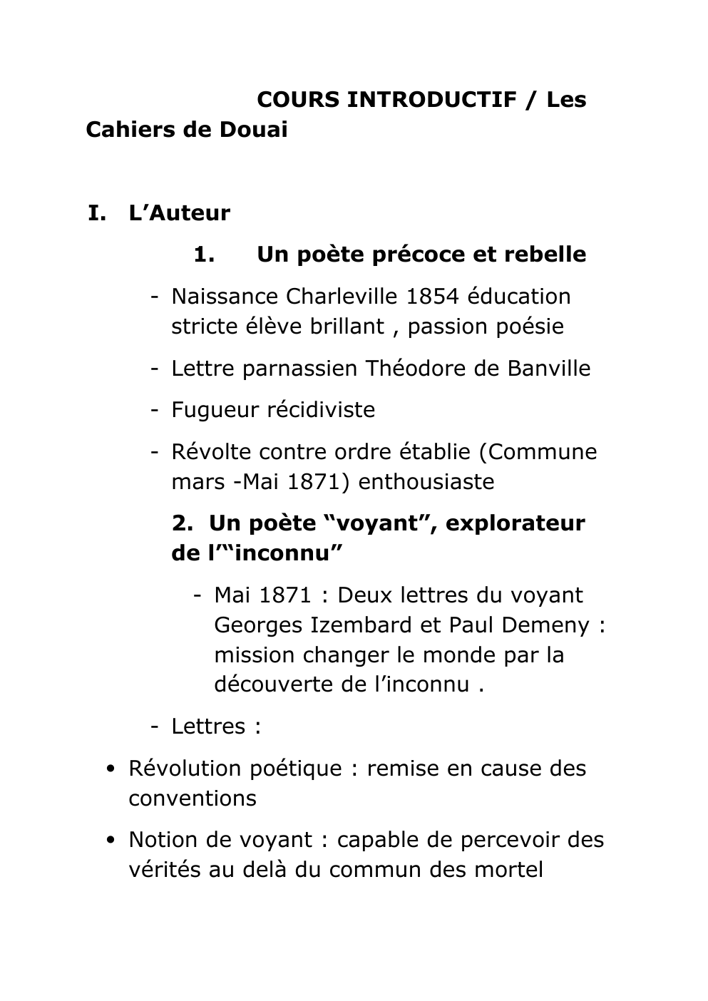 Prévisualisation du document Présentation des cahiers de douai de Rimbaud