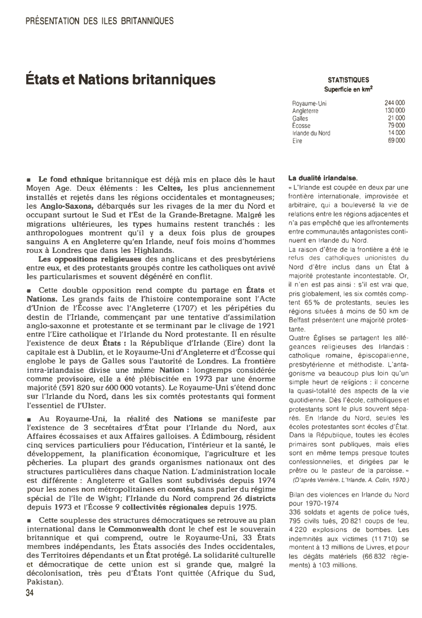 Prévisualisation du document PRÉSENTATION DES ILES BRITANNIQUES: États et Nations britanniques (en 1980)