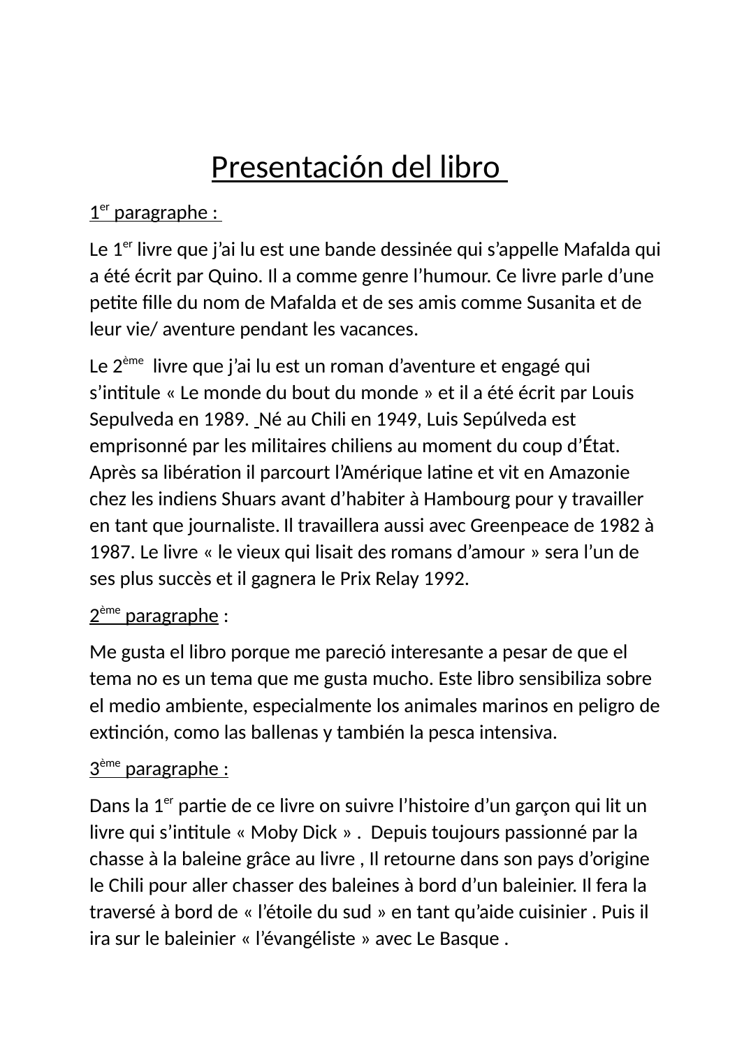 Prévisualisation du document présentation du livre mafalda en espagnol