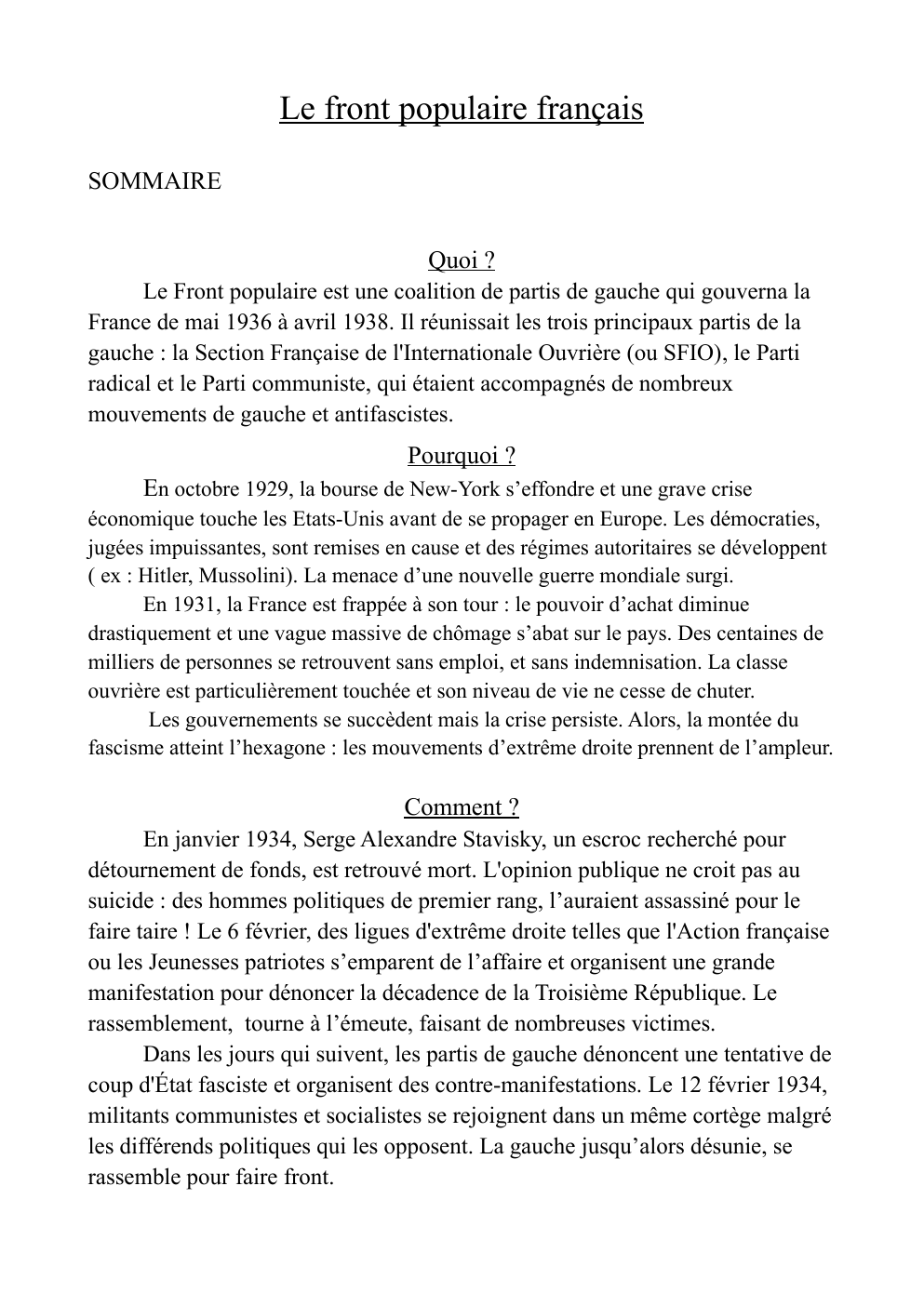 Prévisualisation du document présentation front populaire