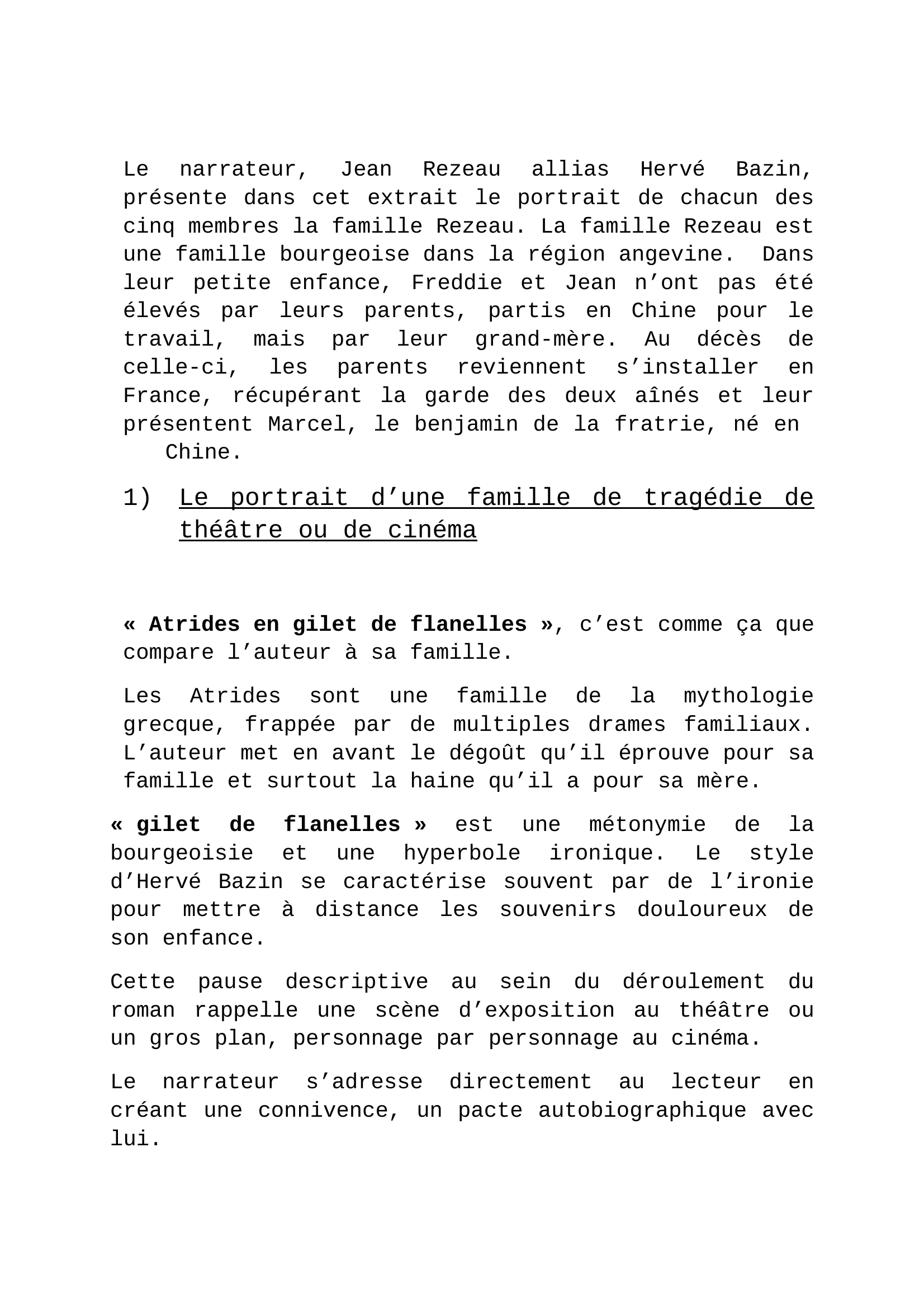Prévisualisation du document Présentation générale de l’œuvre : « Vipère au Poing » d’Hervé Bazin