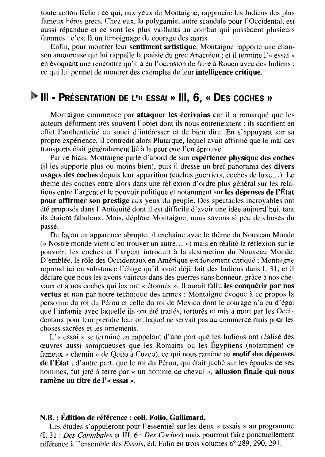Prévisualisation du document Présentation générale  des « essais »  1, 31 et III, 6 - Montaigne
