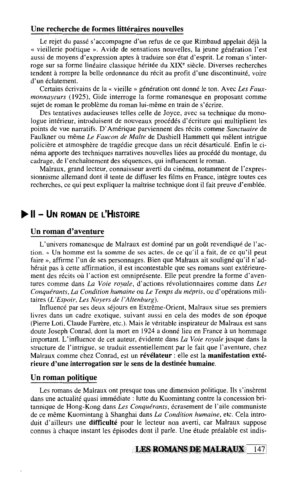 Prévisualisation du document Présentation générale des romans de Malraux