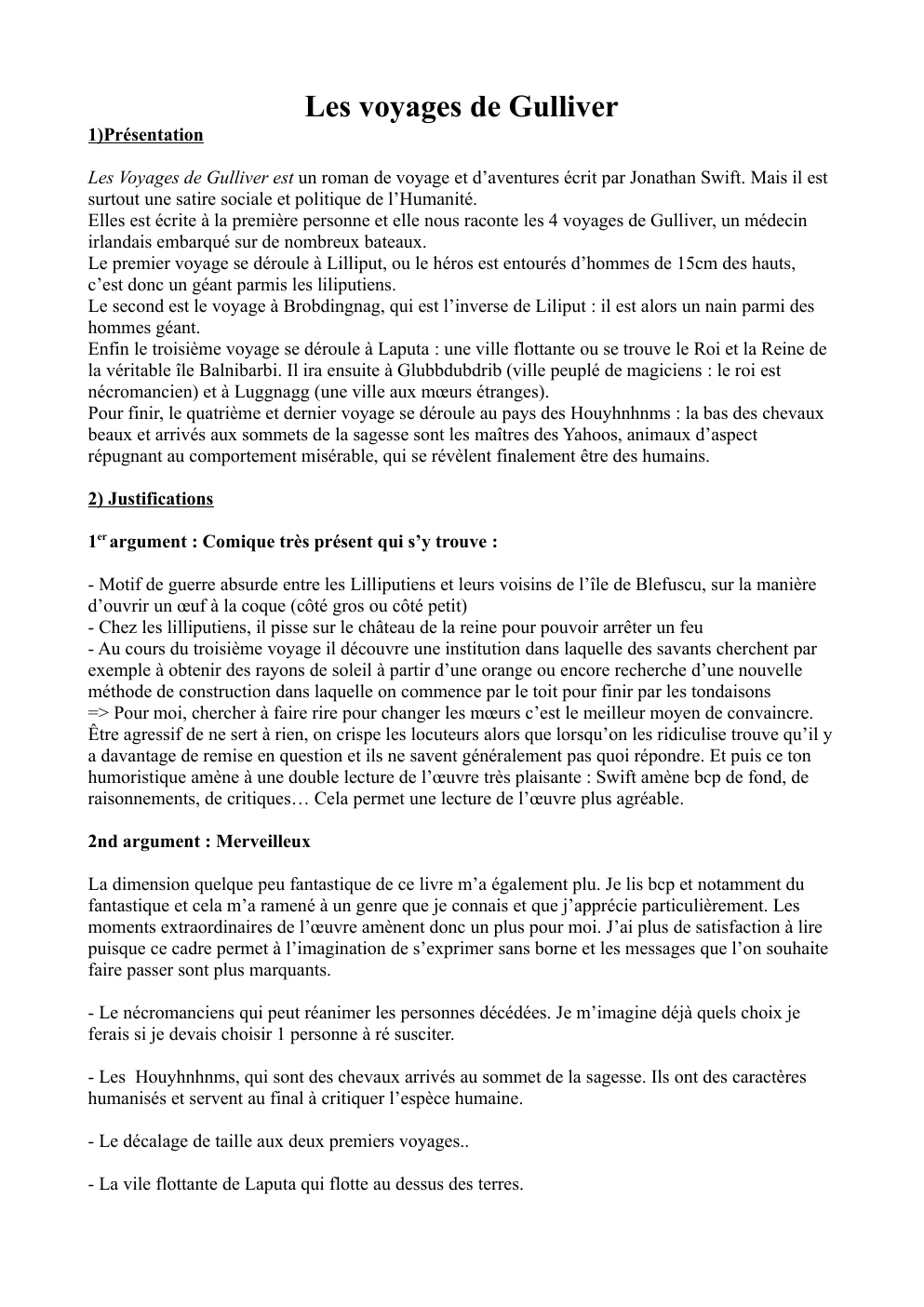 Prévisualisation du document Présentation lecture cursive Les voyages de Gulliver