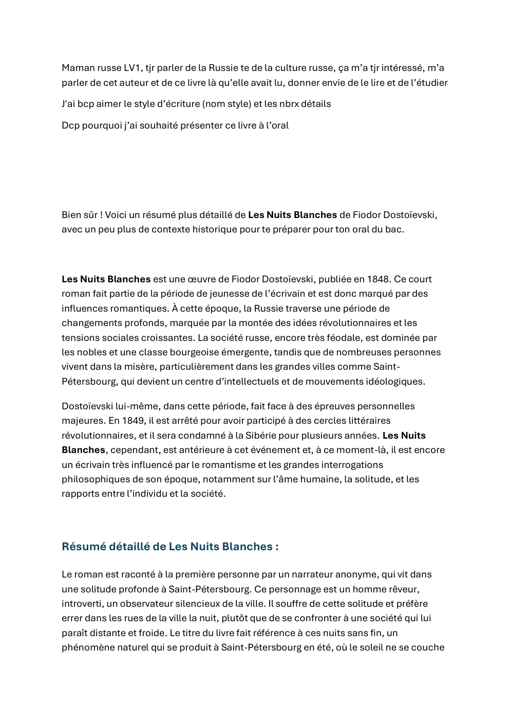 Prévisualisation du document Présentation Les Nuits Blanches