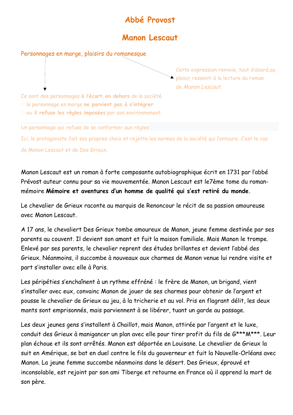 Prévisualisation du document présentation oeuvre intégrale Manon Lescaut