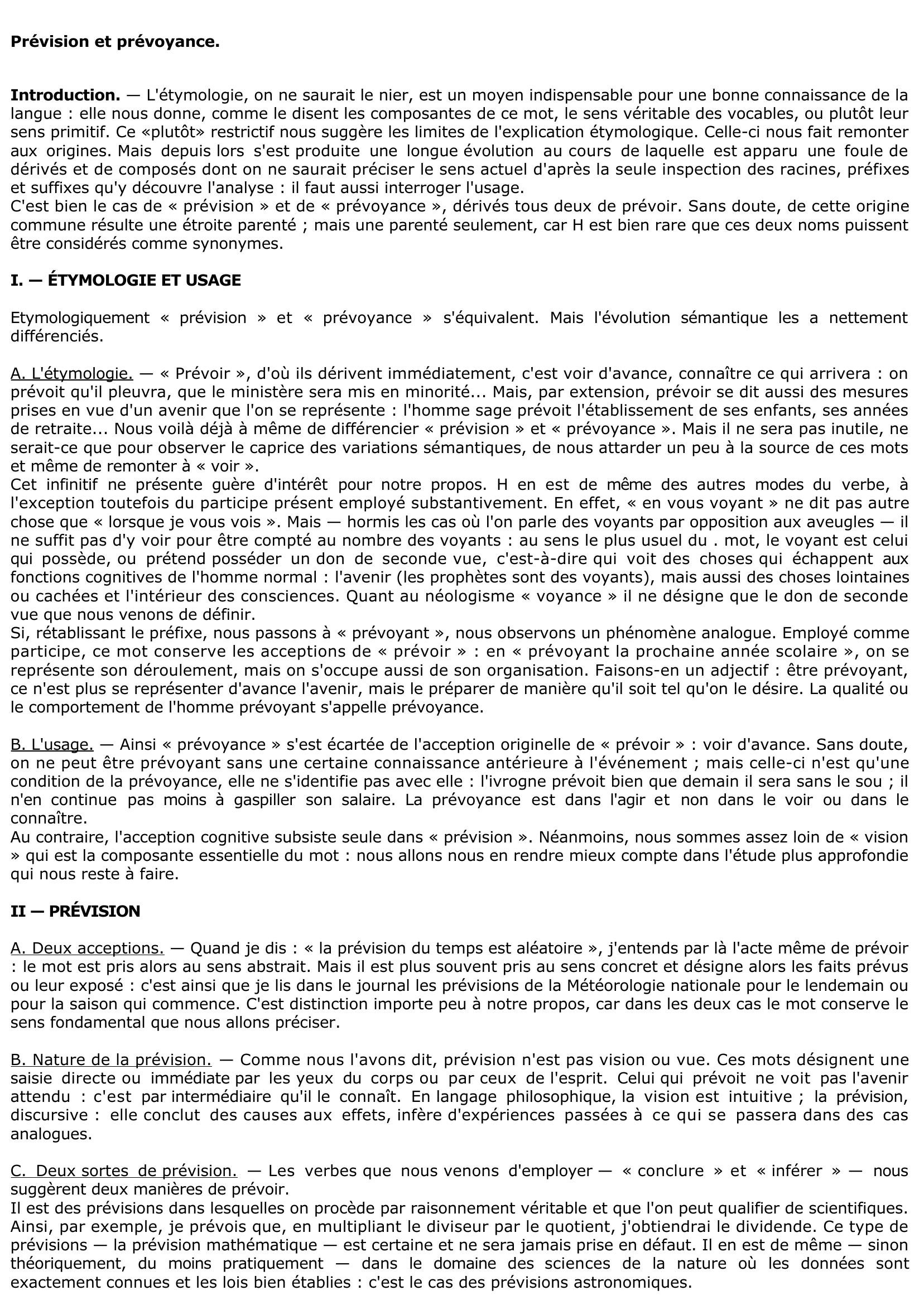 Prévisualisation du document Prévision et prévoyance ?