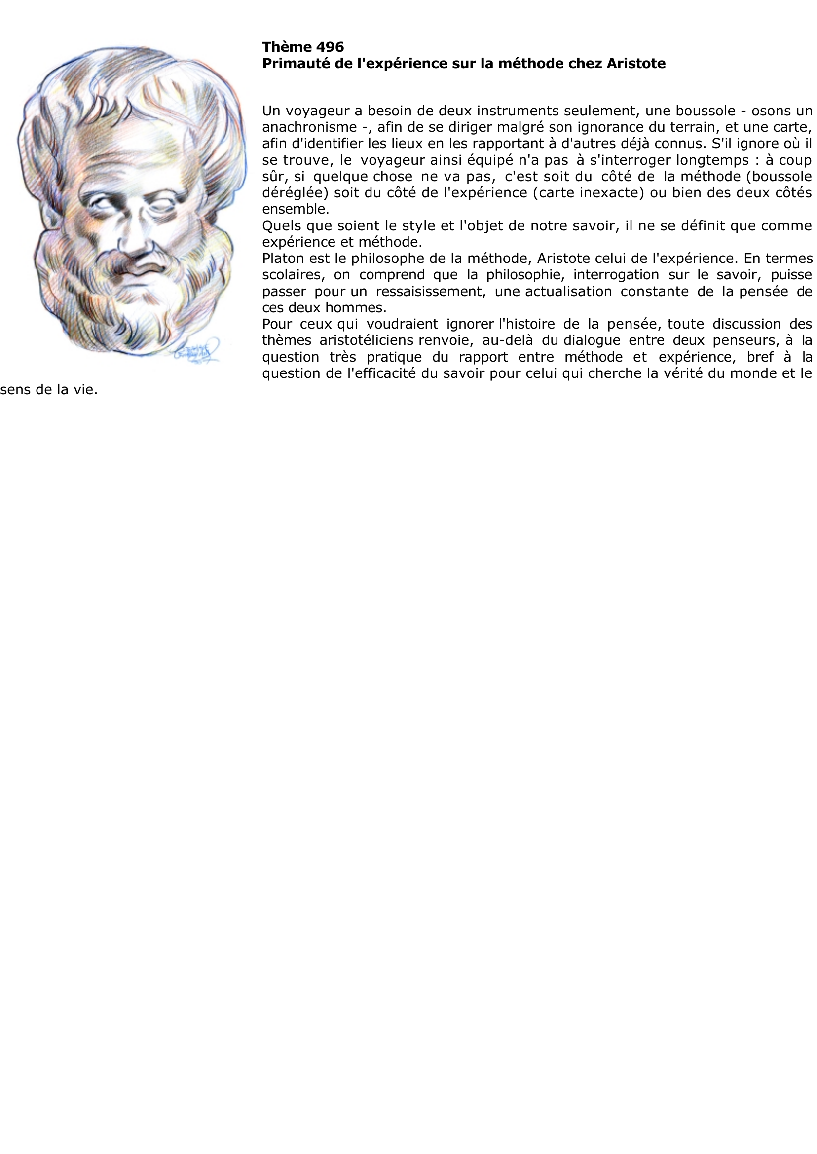 Prévisualisation du document Primauté de l'expérience sur la 

méthode chez Aristote