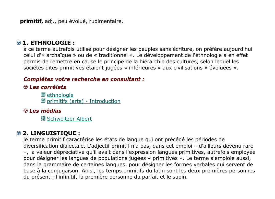 Prévisualisation du document primitif, adj.