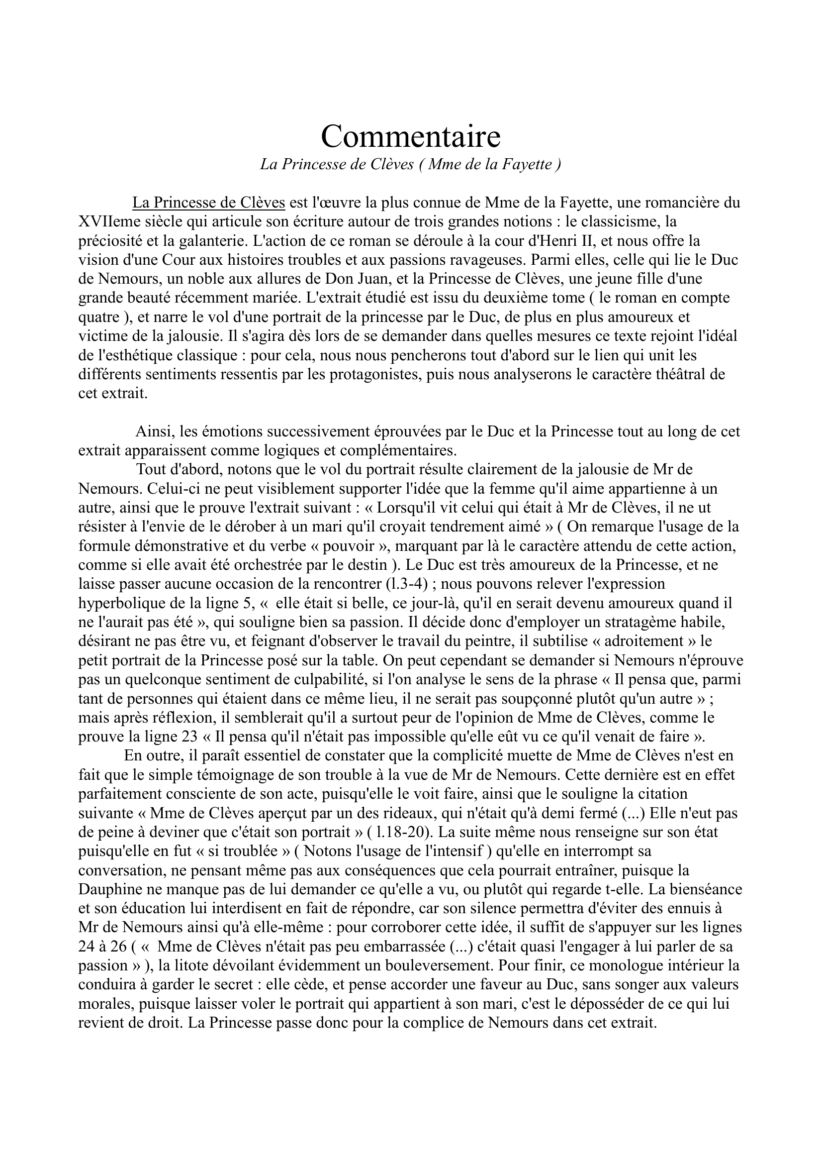 Prévisualisation du document PRINCESSE DE ClÈVES (la), de Mme de La Fayette
