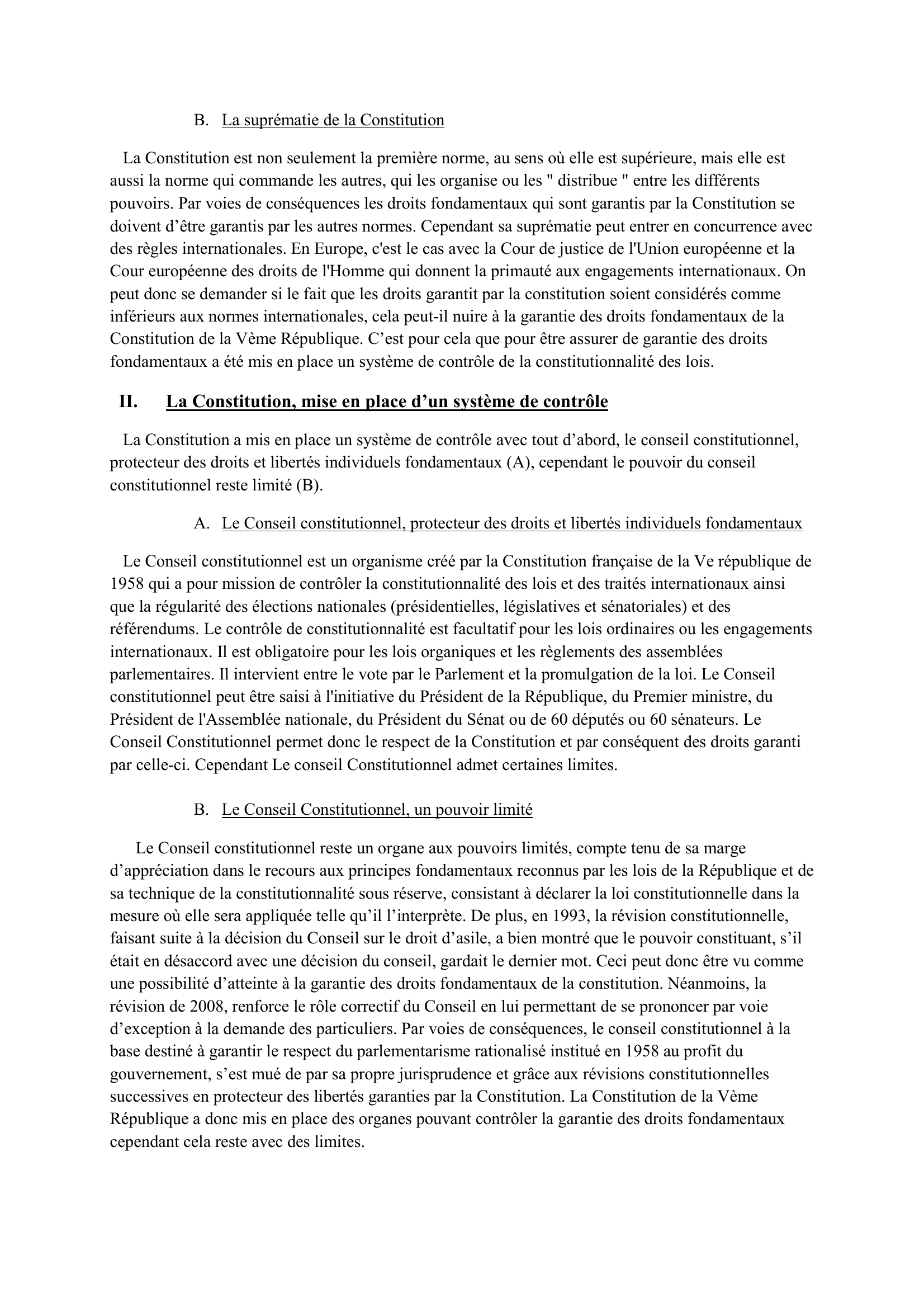 Prévisualisation du document Principe et limite de la garantie des droits dans la Constitution de la Vème République