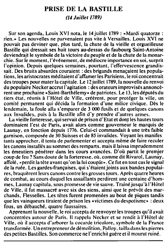 Prévisualisation du document PRISE DE LA BASTILLE(14 Juillet 1789) - HISTOIRE.