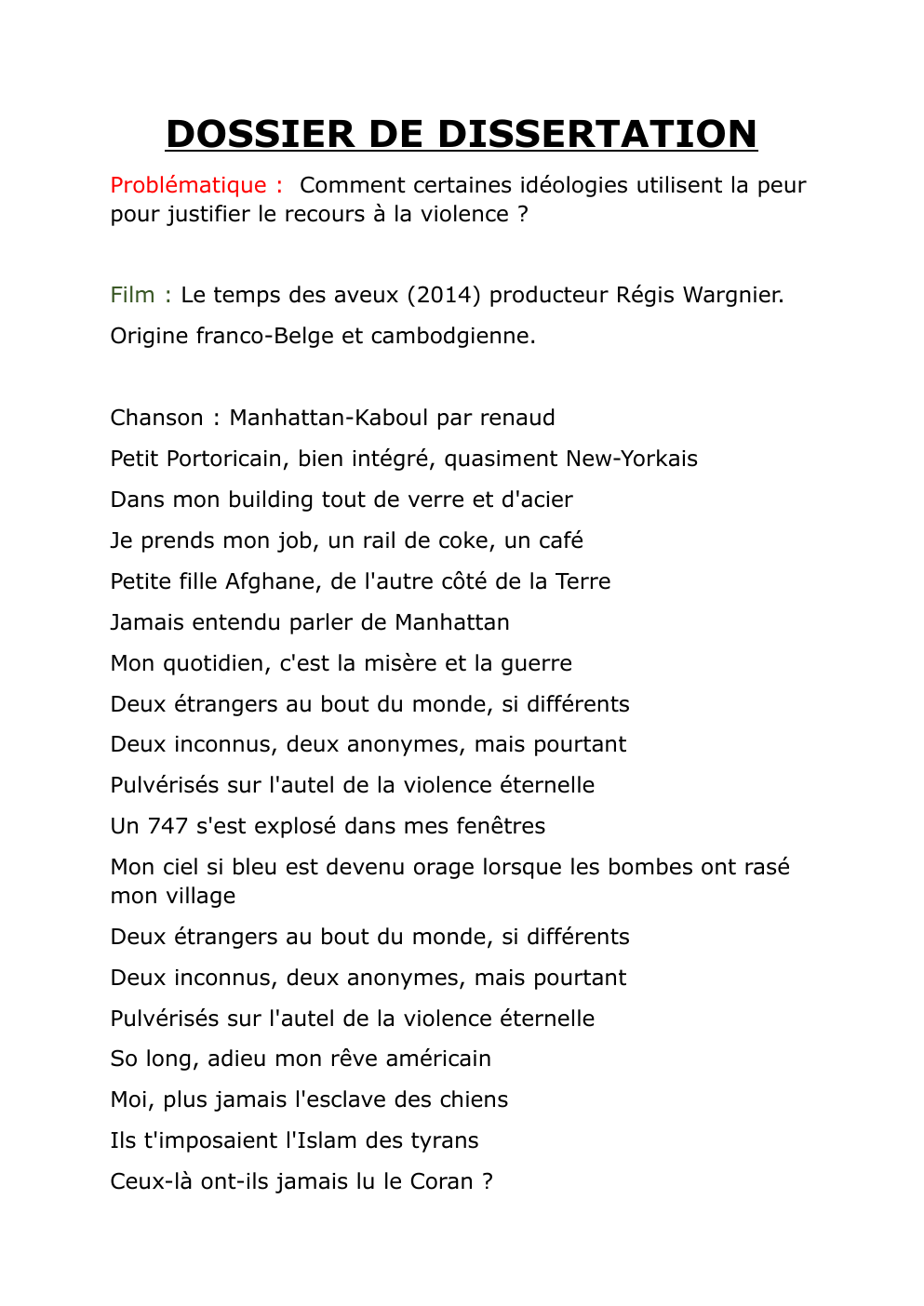 Prévisualisation du document Problématique : Comment certaines idéologies utilisent la peur pour justifier le recours à la violence ?