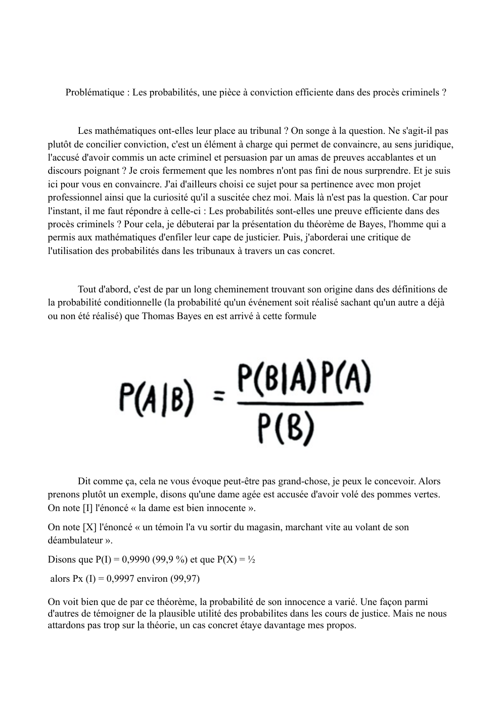 Prévisualisation du document Problématique : Les probabilités, une pièce à conviction efficiente dans des procès criminels ?