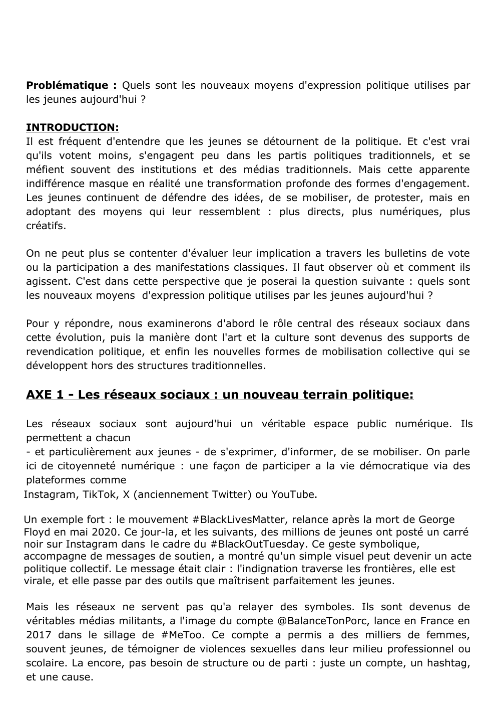 Prévisualisation du document Problématique : Quels sont les nouveaux moyens d'expression politique utilises par les jeunes aujourd'hui ?