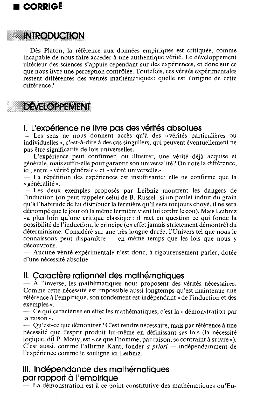 Prévisualisation du document •	Problème : origine des vérités « nécessaires », c'est-à-dire abso¬lues?