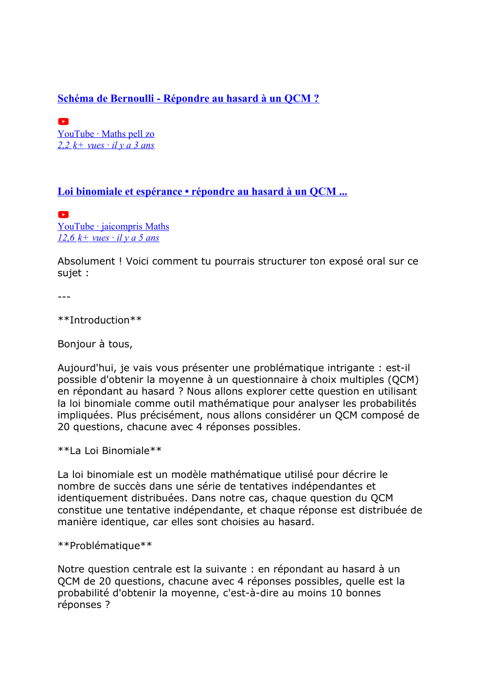 Prévisualisation du document prodbabilité d'obtenir la moyenne a un QCM