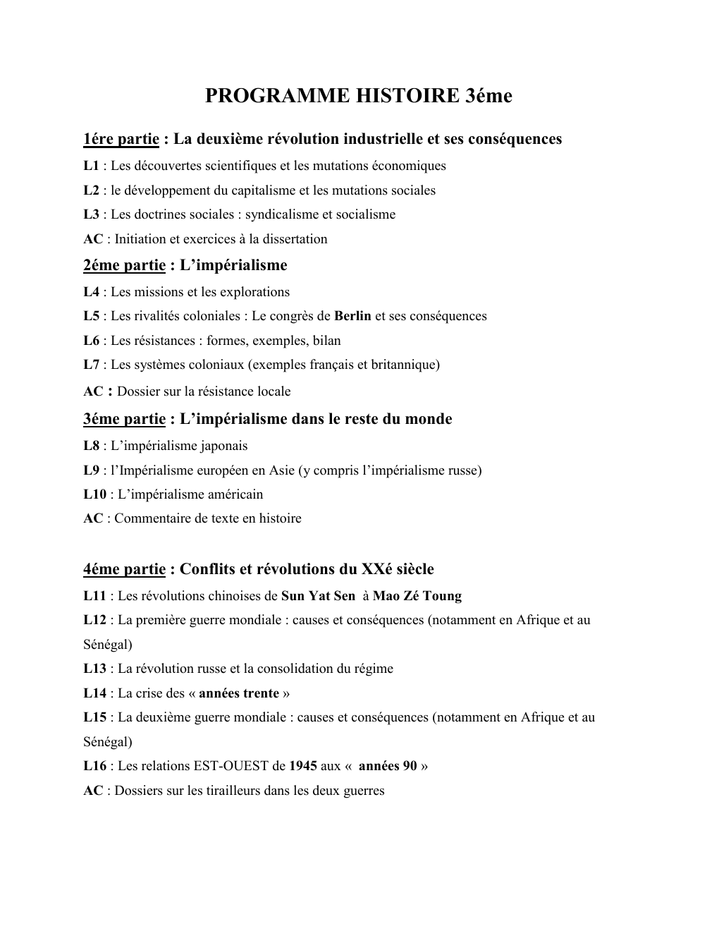 Prévisualisation du document PROGRAMME HISTOIRE 3éme