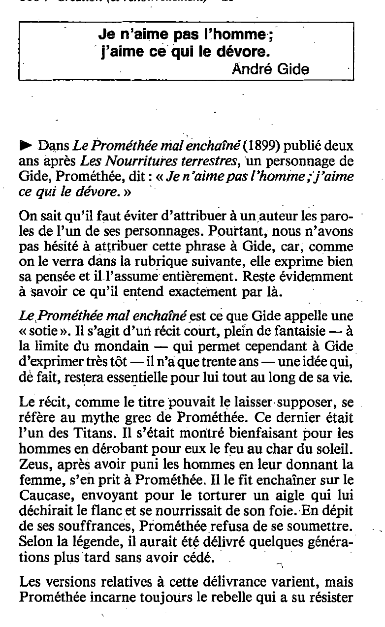 Prévisualisation du document PROMÉTHÉE MAL ENCHAÎNÉ (le), d'André Gide