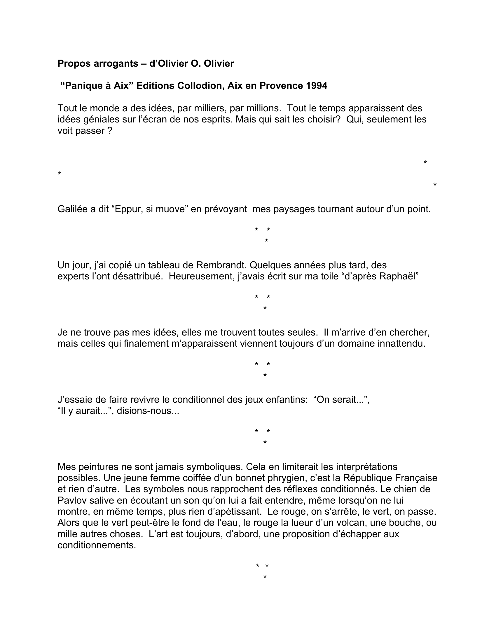 Prévisualisation du document Propos arrogants d'Olivier O. Olivier