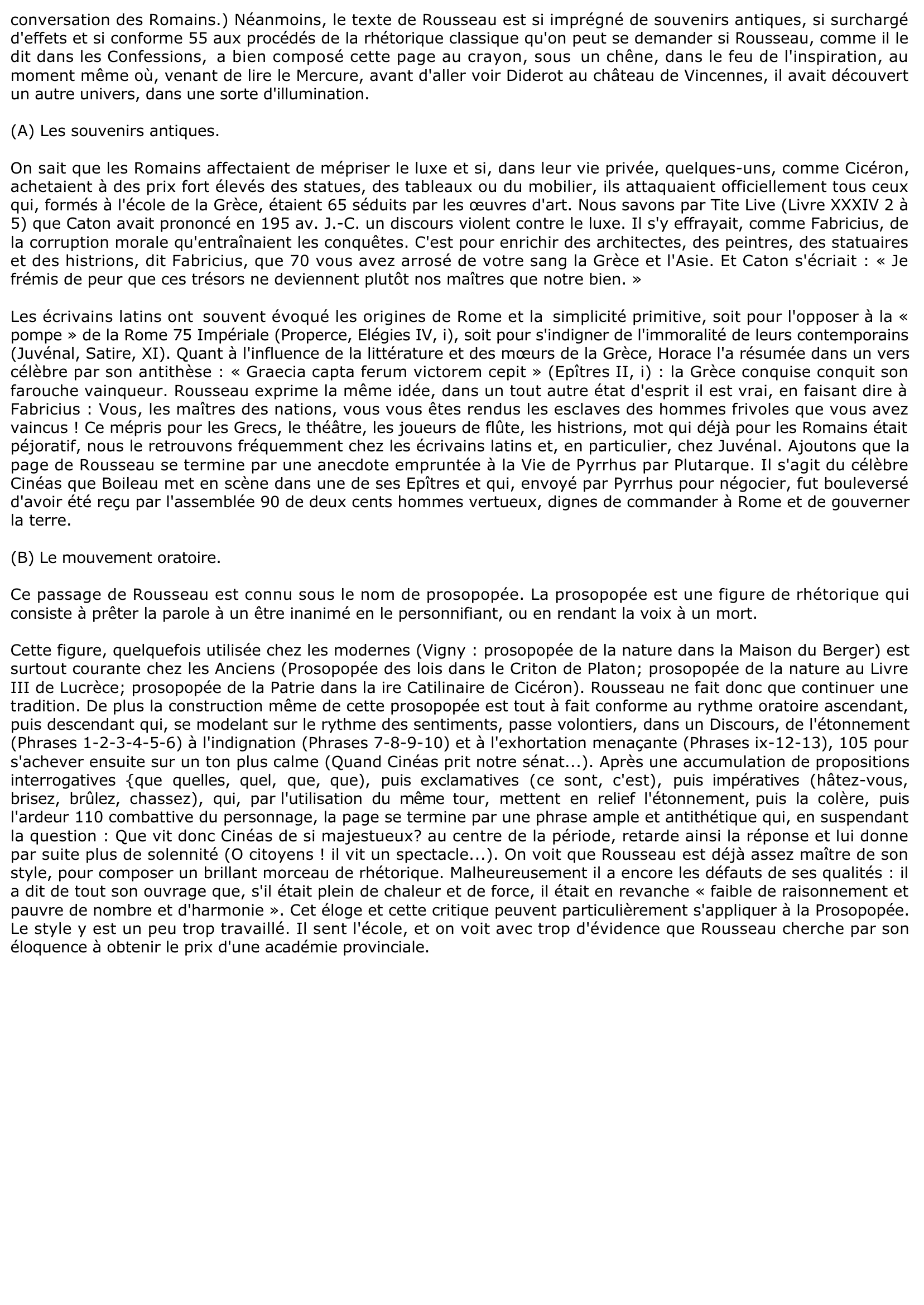 Prévisualisation du document Prosopopée de Fabricius (Discours sur les Sciences et les Arts, 1re partie) - Rousseau