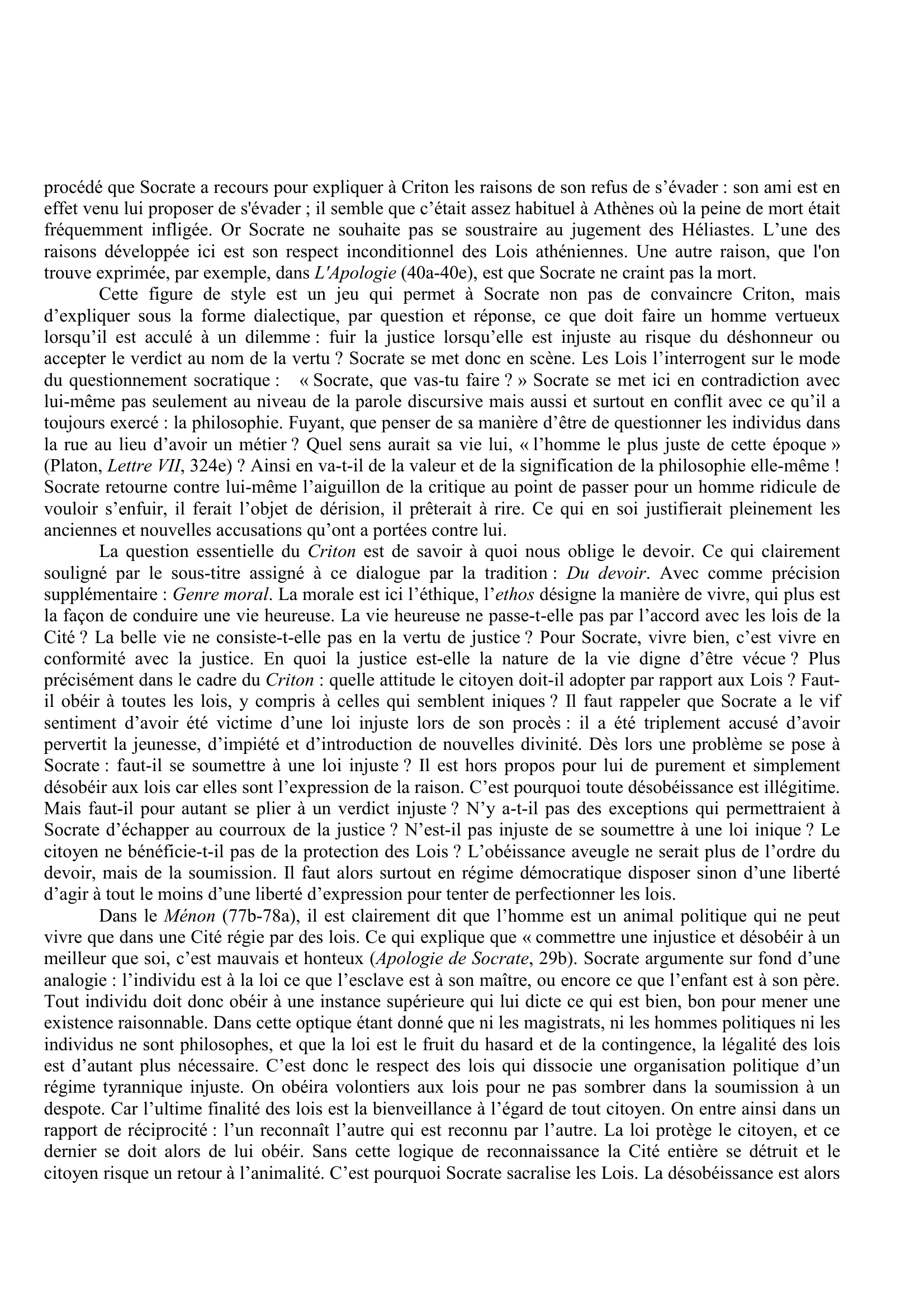 Prévisualisation du document Prosopopée des lois in Criton de Platon