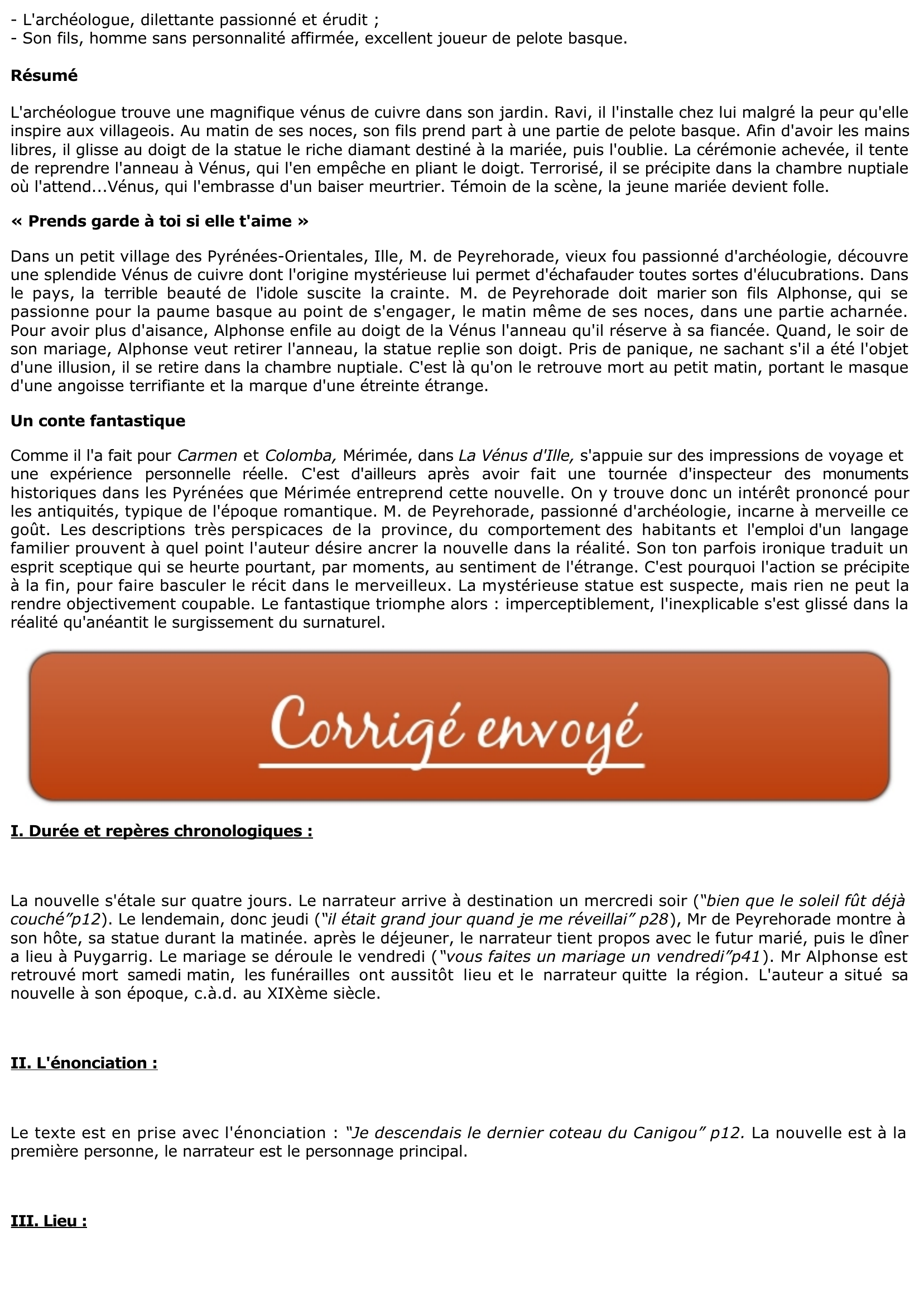 Prévisualisation du document Prosper MERIMEE: La Vénus d'Ille (Résumé & Analyse)